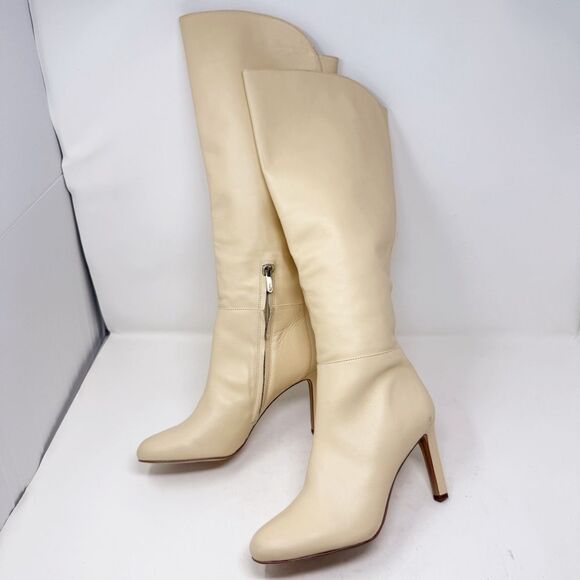Sam Edelman Shauna Cream Heeled Tall Leather Boots Size 8.5 - Picture 7 of 12